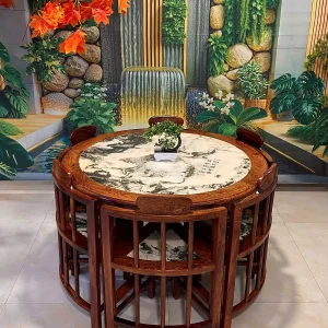 Alternative view of BỘ BÀN GHẾ THU GỌN GỖ CẨM MẶT ĐÁ CẨM THẠCH