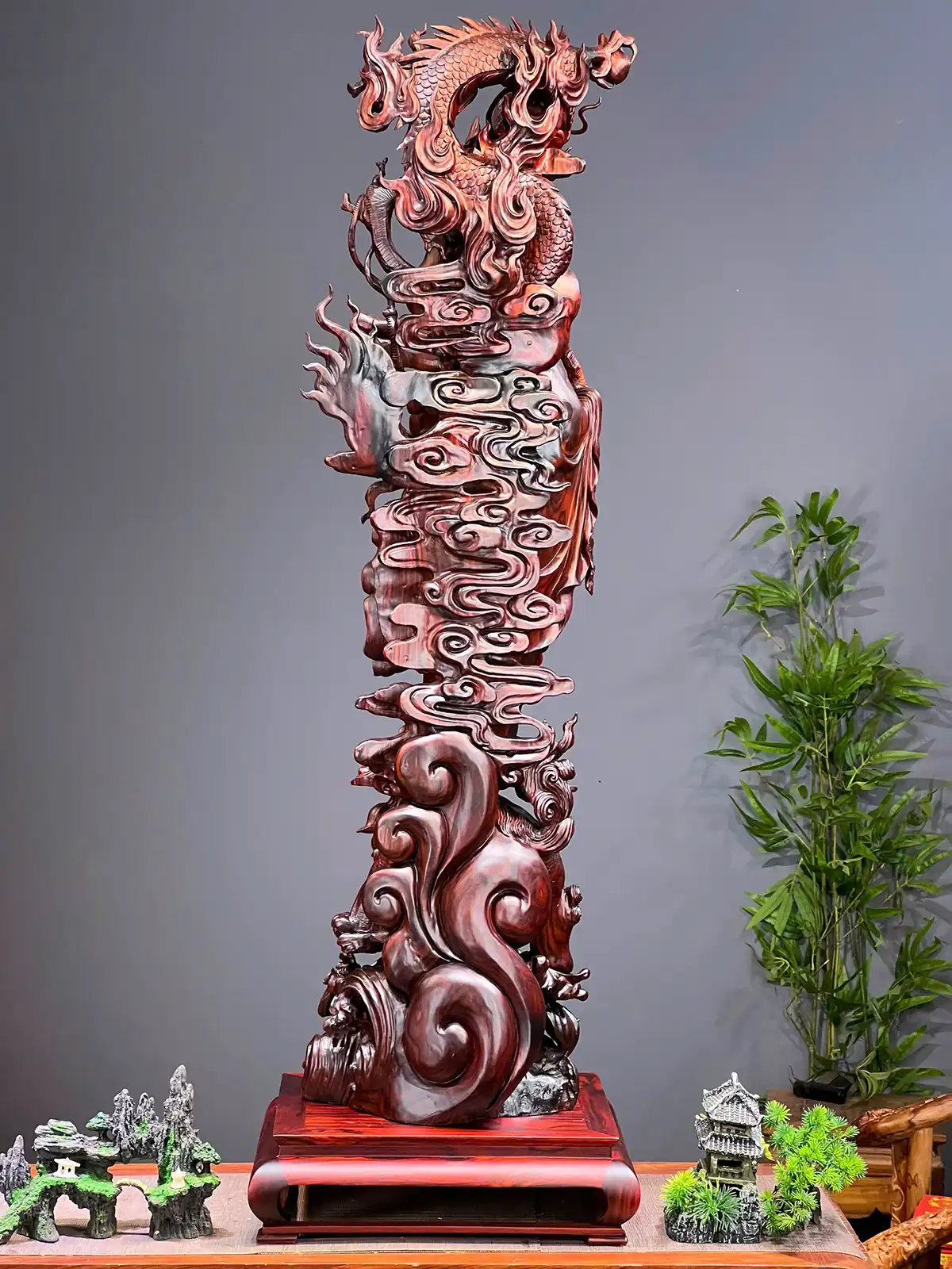 ĐẠT MA HÀNG LONG PHỤC LÂN GỖ TRẮC CAO 112CM - Ảnh 7