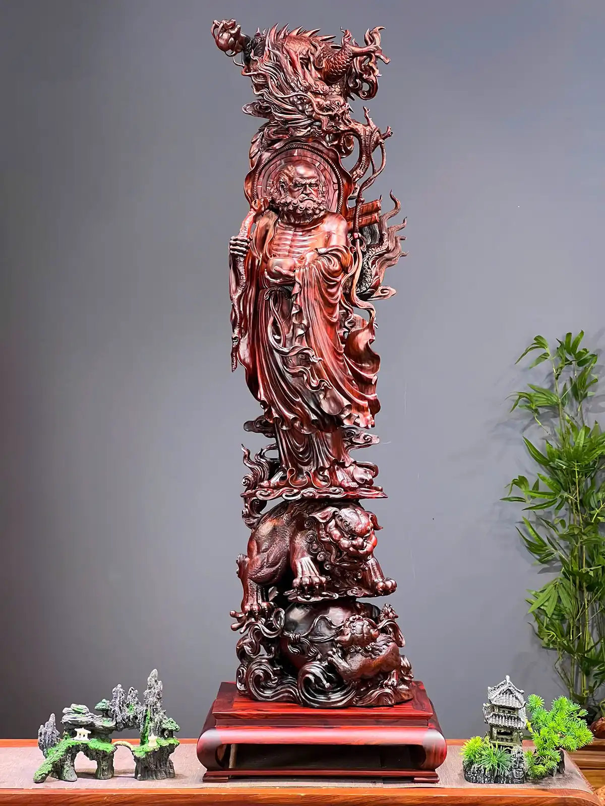 ĐẠT MA HÀNG LONG PHỤC LÂN GỖ TRẮC CAO 112CM - Ảnh 8