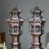 ĐÈN THỜ GIA TIÊN GỖ TRẮC ĐỎ ĐEN CAO 82CM