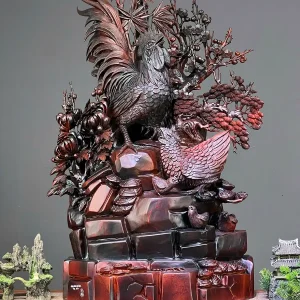 GIA ĐÌNH GÀ SUNG TÚC GỖ TRẮC 88x57x45