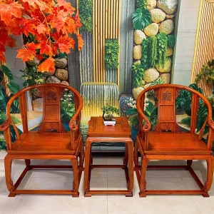 CẶP 3 GHẾ KHỔNG MINH GỖ HƯƠNG ĐÁ