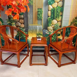 CẶP 3 GHẾ KHỔNG MINH GỖ HƯƠNG ĐÁ - Ảnh 4